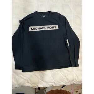 Michael Kors Men's Logo Graphic Long Sleeve T Shirt Size Large Black